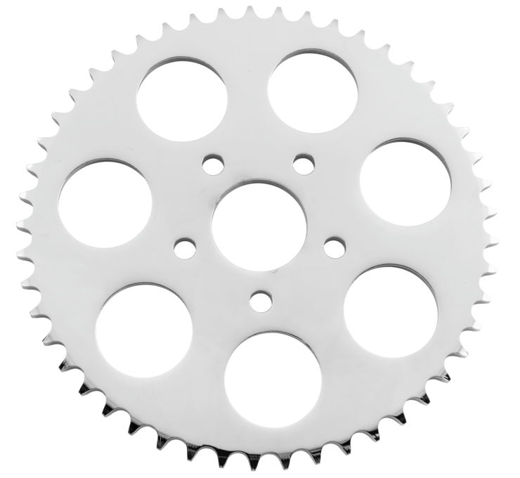 thumbnail image 2 of 51 Tooth Polished Stainless Steel Rear Sprocket For Harley Chopper Bobber 1984-Up 2 of 6